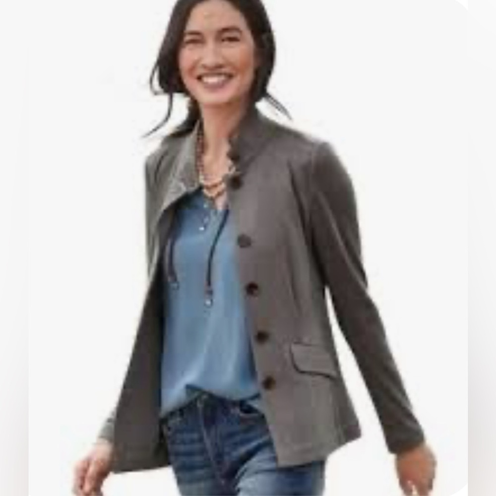 Sundance Park Single Breasted Knit Blazer Heather Gray Size Medium - Picture 2 of 13
